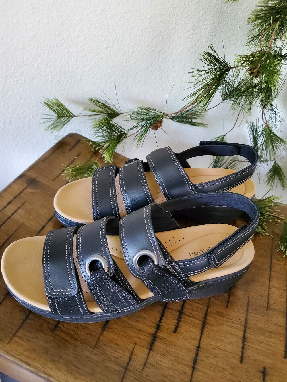 NWT Clarks Merliah 2 Bali Black Wedge Sandals 7.5